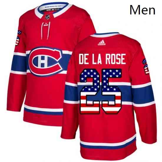 Mens Adidas Montreal Canadiens 25 Jacob de la Rose Authentic Red USA Flag Fashion NHL Jersey